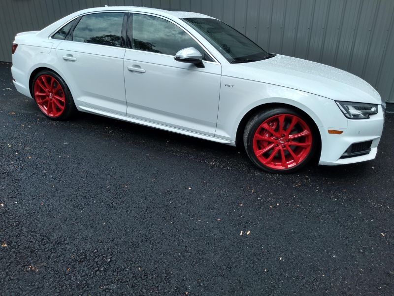 Audi S4 With Custom Red Powder Coated Wheels